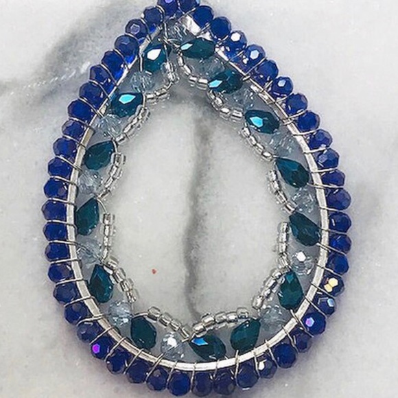 Handmade Exotic Jewel Teardrop Earrings,NWT - Picture 3 of 3